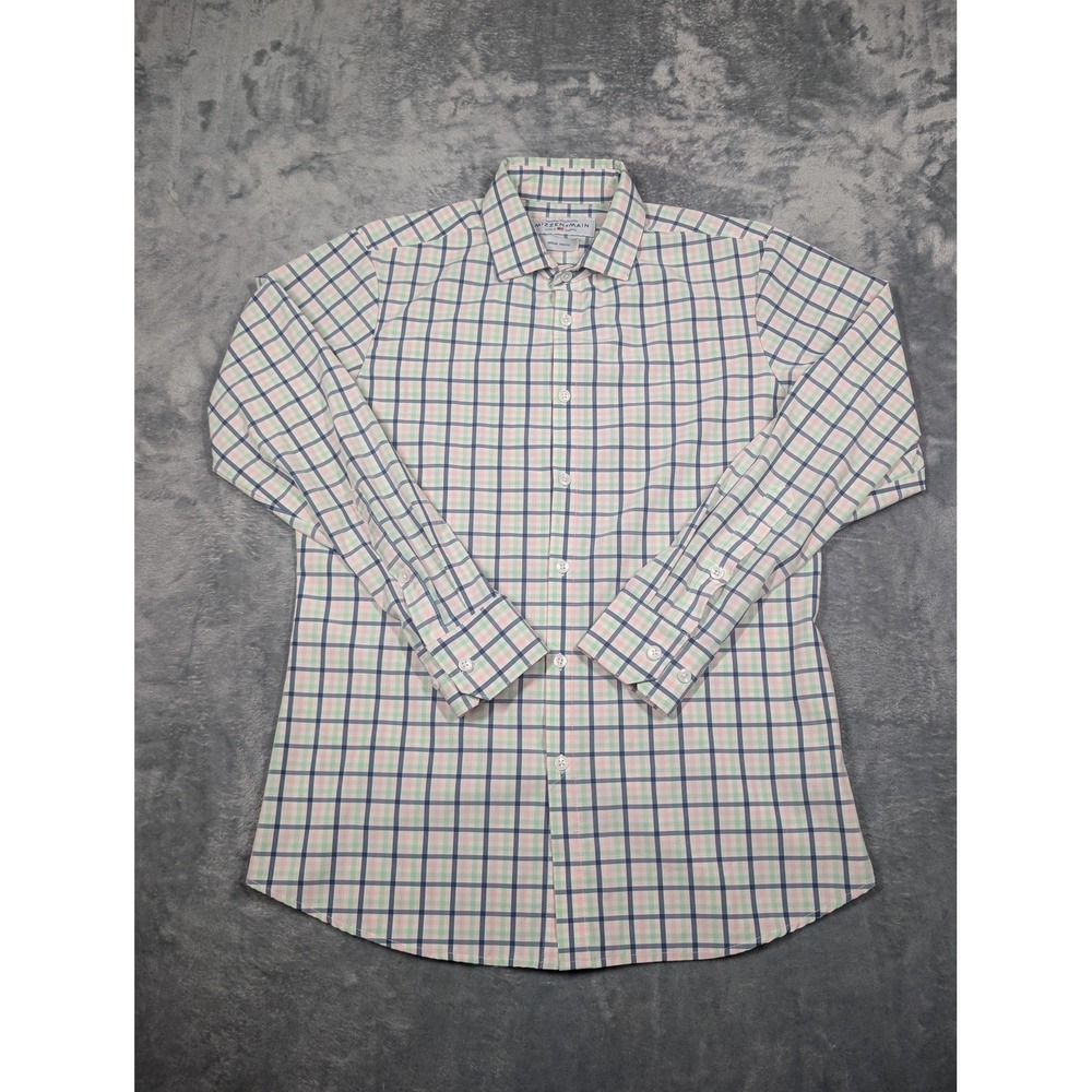 Mizzen+Main Shirt Mens Medium Plaid Leeward Collection Trim Fit Performance